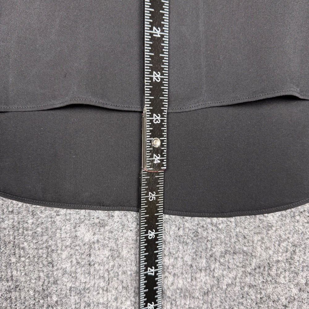 Theory Black 100% Silk Shawl Collar Sleeveless V-Neck Blouse Top Medium - Picture 5 of 6